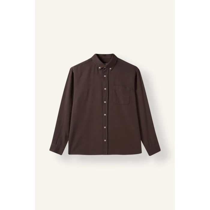 Defacto A8028AXBN336 Kahve %100 Pamuk Regular Fit Polo Yaka Oxford Basic Uzun Kollu Gömlek