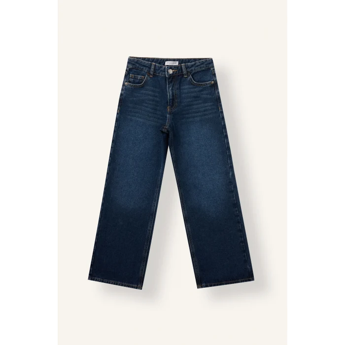 Defacto I4939A8NM34 Mavi Relaxed Fit Ekstra Rahat Jean Pantolon Kız Çocuk