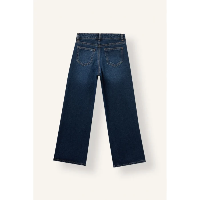 Defacto I4939A8NM34 Mavi Relaxed Fit Ekstra Rahat Jean Pantolon Kız Çocuk