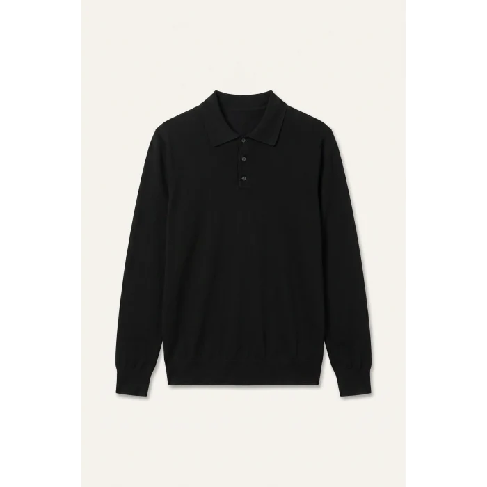 Defacto D0454AXBK81 Siyah Standart Fıt Polo Yaka Triko Kazak