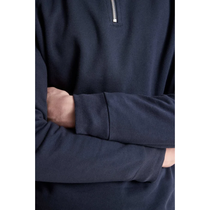 Defacto X7405AZNV146 Lacivert Regular Fit Dik Yaka Yarım Fermuarlı Basic Sweatshirt