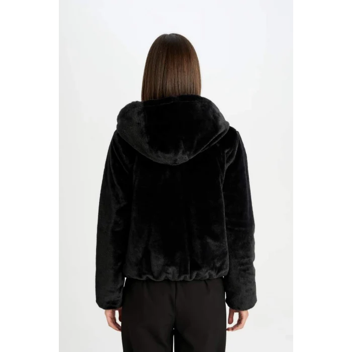 A0581 Su İtici Kapüşonlu Çift Taraflı Fermuarlı Cepli Pelüş Şişme Mont