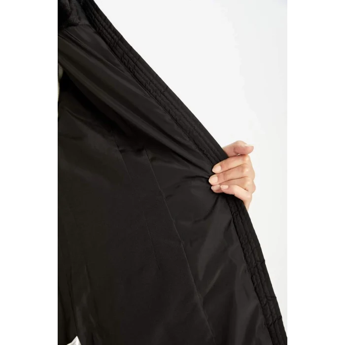 A0772 Su İtici Hafif Uzun Çıkarılabilir Suni Kürk Kapüşonlu Kapitoneli Fermuar Çıtçıtlı Cepli Şişme Mont