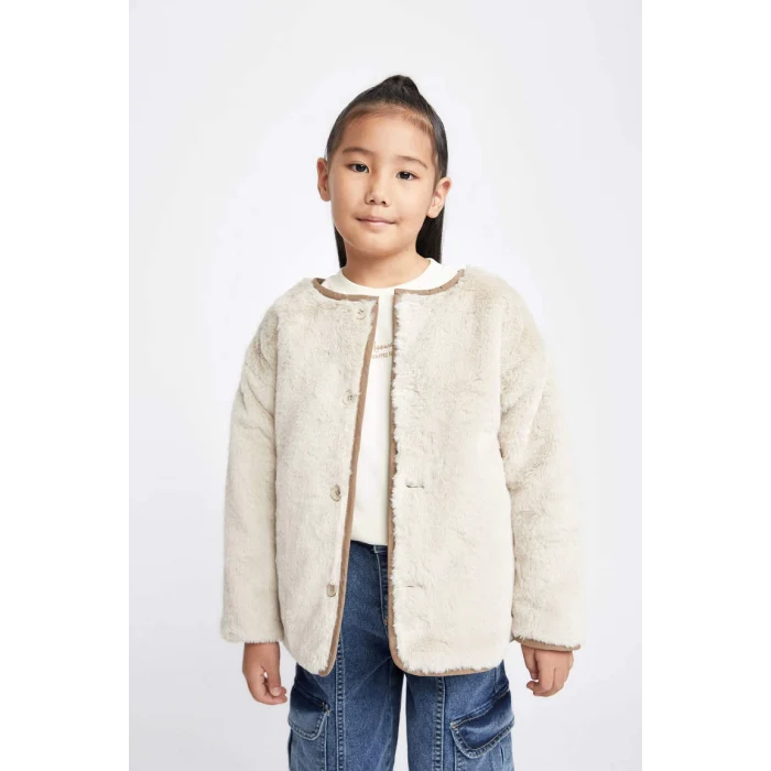 A0853 Kapitoneli Çift Taraflı Suni Kürk Astarlı Mont