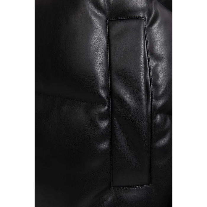 A1008 Relax Fit Suni Deri Uzun Şişme Yelek