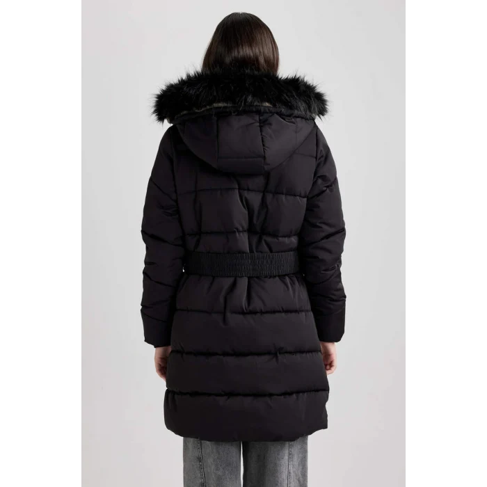 A1218 Su Geçirmez Kapüşonlu Suni Kürklü Parka