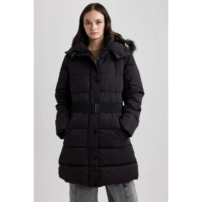 A1218 Su Geçirmez Kapüşonlu Suni Kürklü Parka