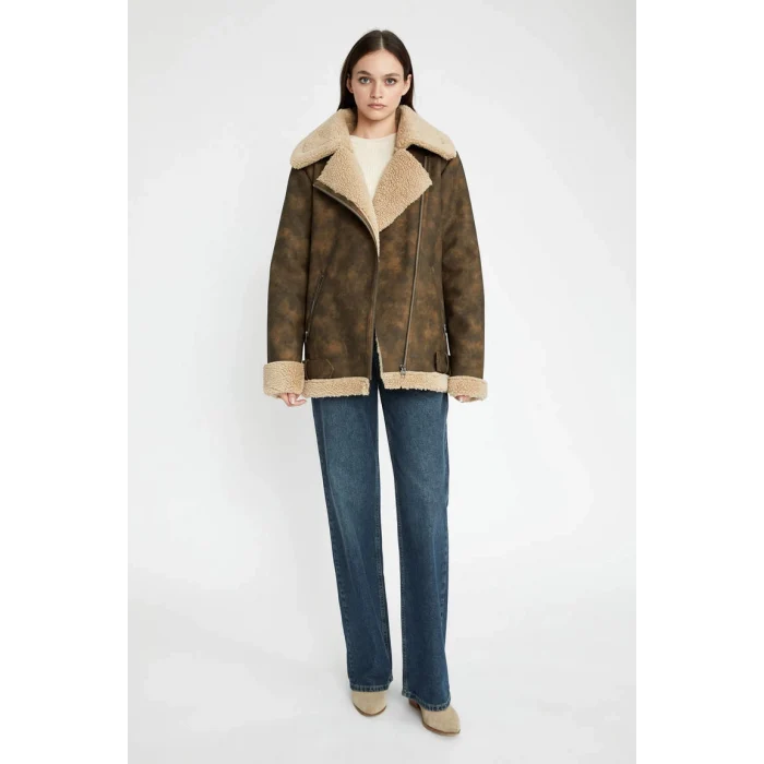 A1303 Suni Kürk Astarlı Süet Suni Deri Mont