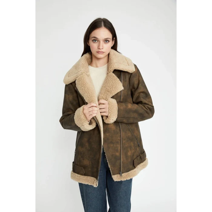 A1303 Suni Kürk Astarlı Süet Suni Deri Mont