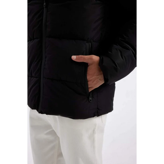 A2274 Regular Fit Şişme Mont Kapüşonlu Fermuarlı Cepli