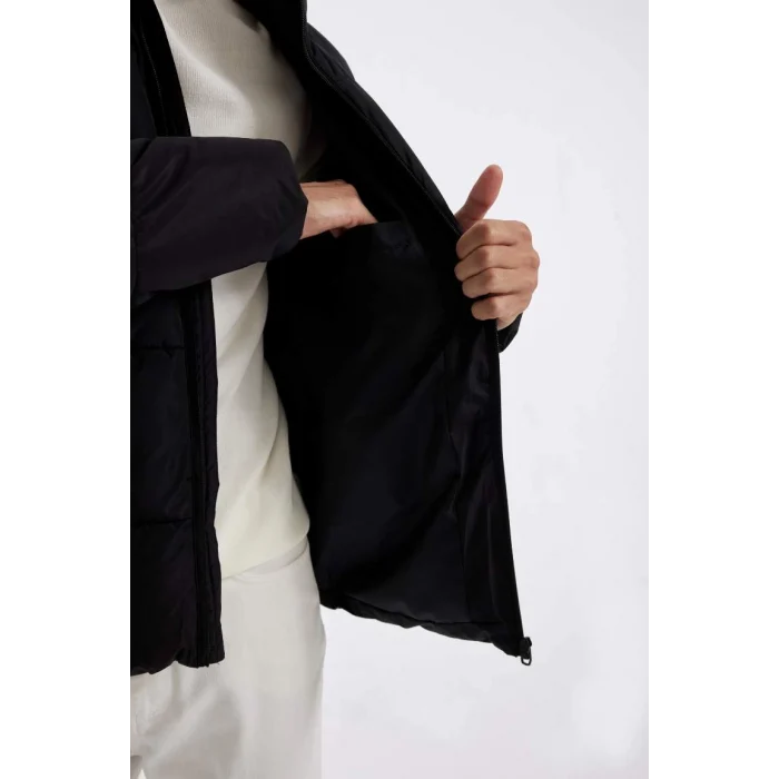 A2274 Regular Fit Şişme Mont Kapüşonlu Fermuarlı Cepli