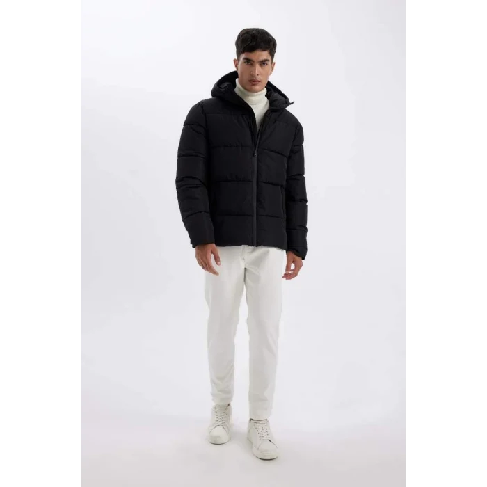 A2274 Regular Fit Şişme Mont Kapüşonlu Fermuarlı Cepli