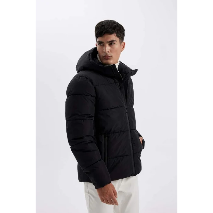 A2274 Regular Fit Şişme Mont Kapüşonlu Fermuarlı Cepli