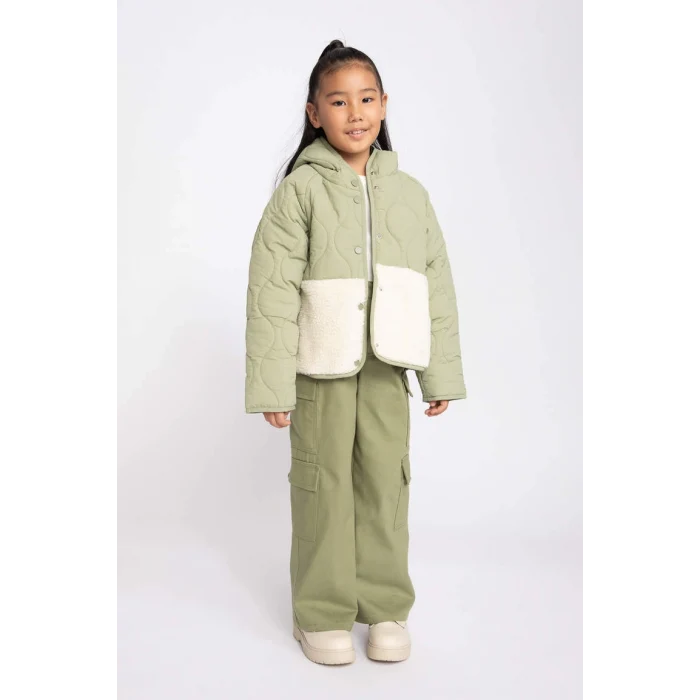 A2491 Kapüşonlu Polar Astarlı Kapitoneli Mont