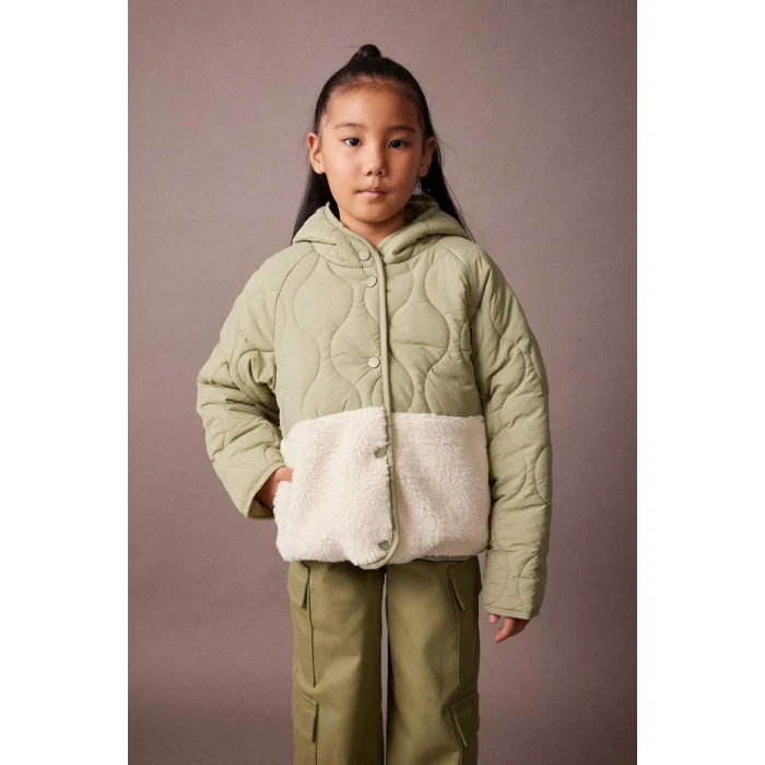 A2491 Kapüşonlu Polar Astarlı Kapitoneli Mont