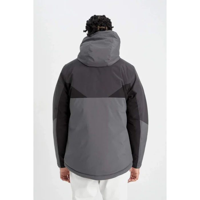 A2756 DeFactoFit Termometreli Outdoor Su İtici Rüzgar ve Su Geçirmez Slim Fit Dar Kesim Kapüşonlu Fermuarlı Mont