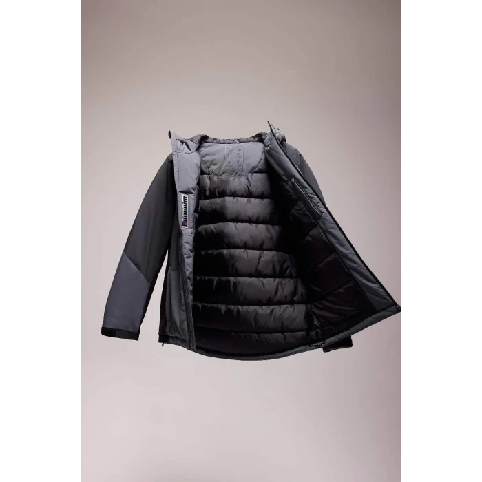 A2756 DeFactoFit Termometreli Outdoor Su İtici Rüzgar ve Su Geçirmez Slim Fit Dar Kesim Kapüşonlu Fermuarlı Mont