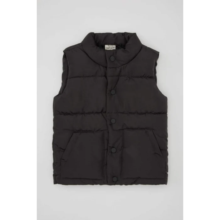 A2813 Dik Yaka Çıtçıt Kapamalı Cepli Şişme Yelek