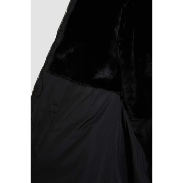 A2969 Su İtici Puffer Rüzgar Geçirmez Kapüşonlu İçi Suni Kürklü Kapitoneli Kemerli Hafif Uzun Şişme Mont