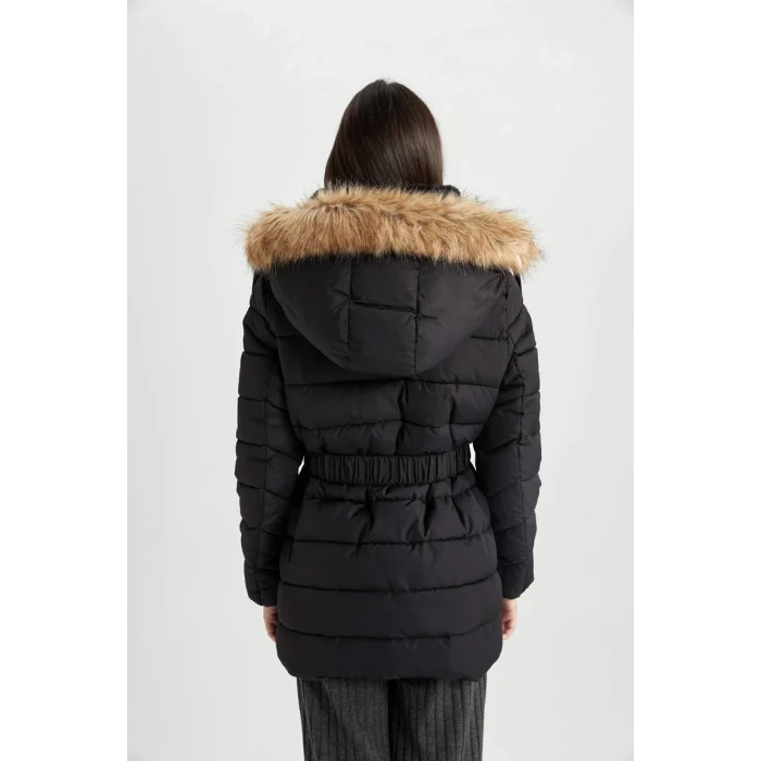 A2969 Su İtici Kapüşonlu Suni Kürklü Mont