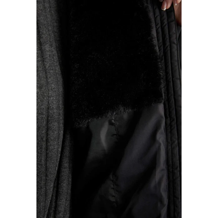 A2969 Su İtici Kapüşonlu Suni Kürklü Mont