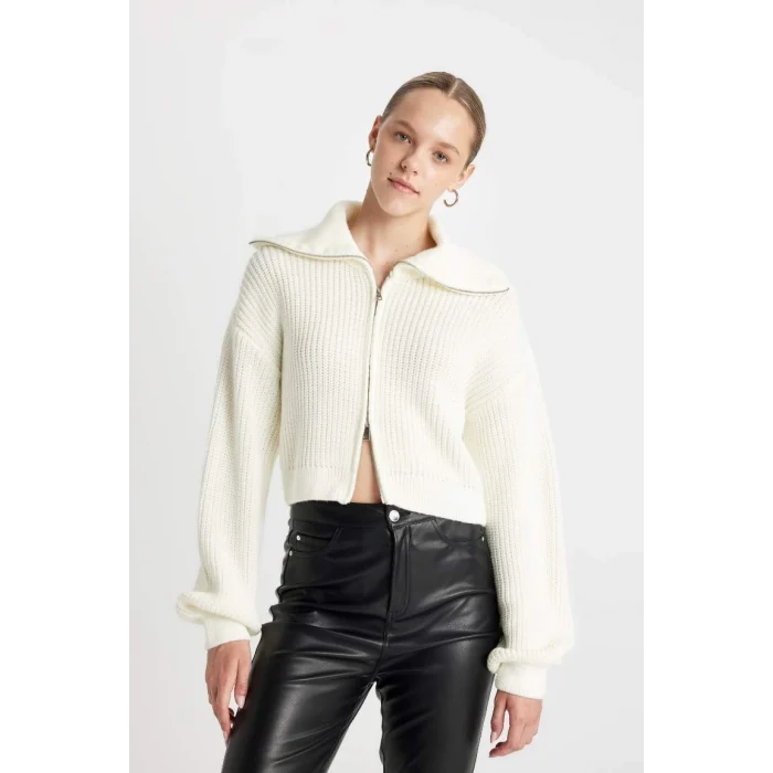 A3333 Slim Fit Polo Yaka Fermuarlı Triko Hırka