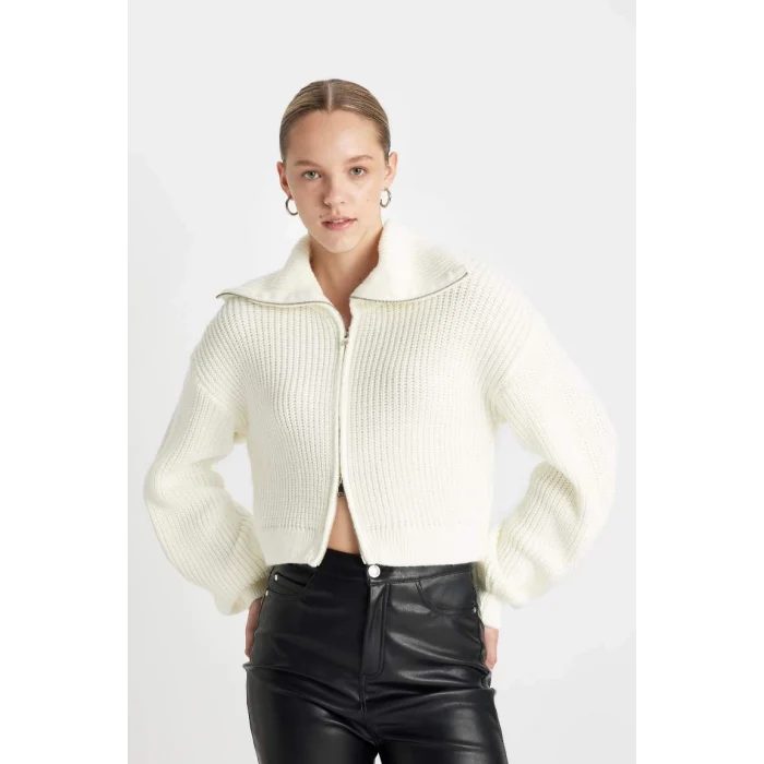 A3333 Slim Fit Polo Yaka Fermuarlı Triko Hırka