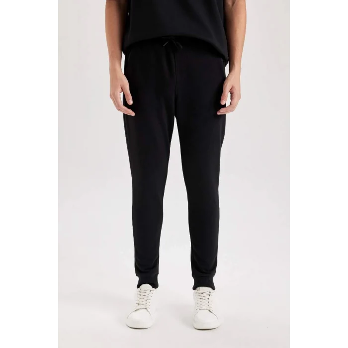 A4387 Jogger Slim Fit Dar Kesim Beli Bağcıklı Lastikli Paça Fermuar Cepli Eşofman Altı