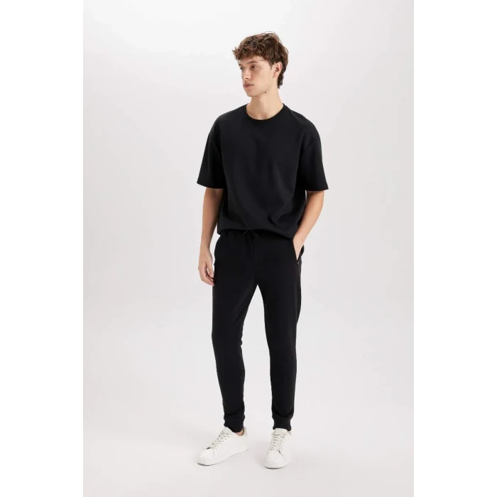 A4387 Jogger Slim Fit Dar Kesim Beli Bağcıklı Lastikli Paça Fermuar Cepli Eşofman Altı