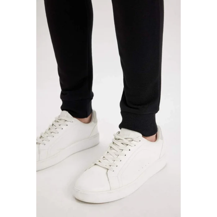 A4387 Jogger Slim Fit Dar Kesim Beli Bağcıklı Lastikli Paça Fermuar Cepli Eşofman Altı