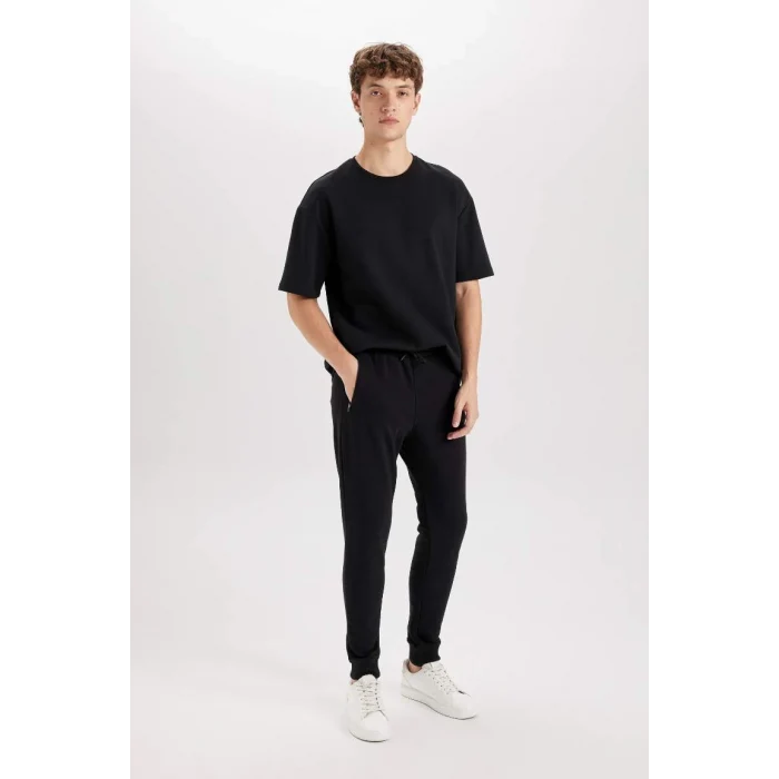 A4387 Jogger Slim Fit Dar Kesim Beli Bağcıklı Lastikli Paça Fermuar Cepli Eşofman Altı