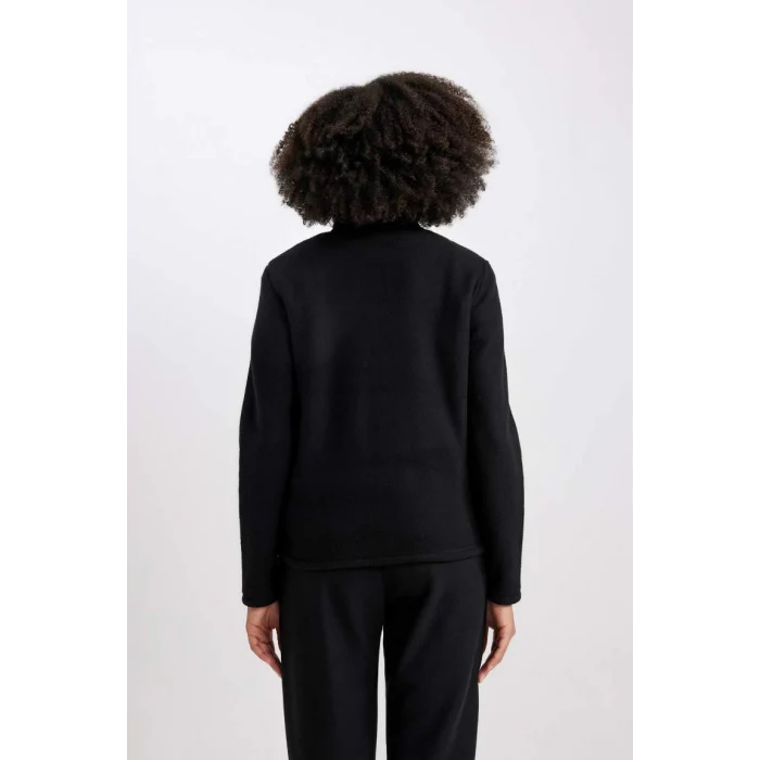 A4501 DeFactoFit Standart Fit Fermuarlı Yaka Baskılı Polar Sweatshirt