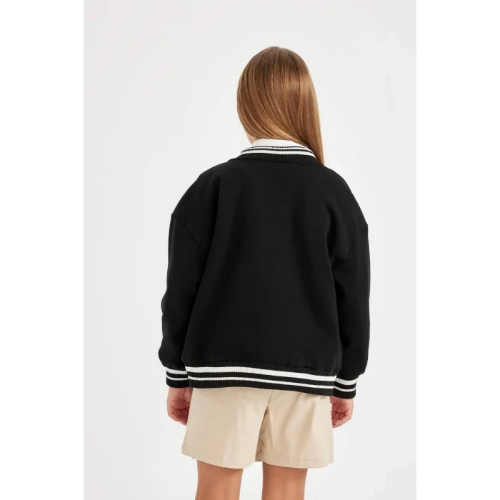 A4816 Kolej Yaka Kalın Kumaş Bomber Hırka