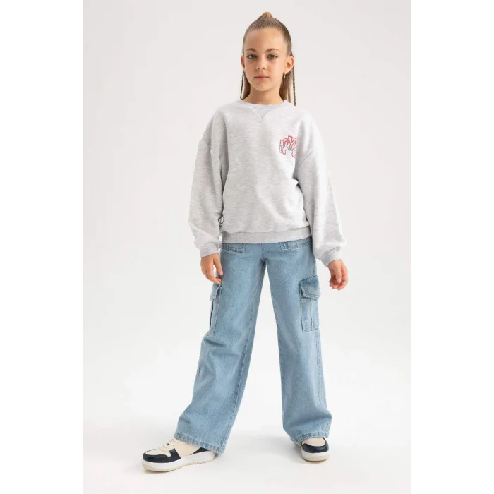 A5603 Disney Mickey & Minnie Oversize Fit Geniş Kalıp Bisiklet Yaka Sweatshirt