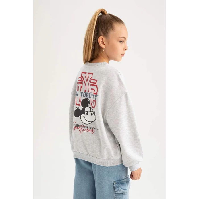 A5603 Disney Mickey & Minnie Oversize Fit Geniş Kalıp Bisiklet Yaka Sweatshirt