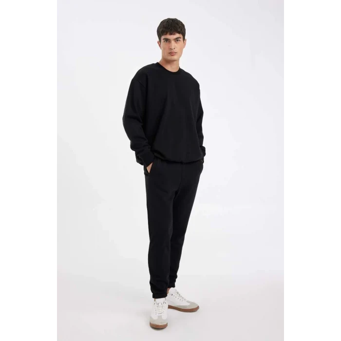 A6468 Jogger Standart Fit Basic Düz Beli Bağcıklı Lastikli Paça Cepli Eşofman Altı