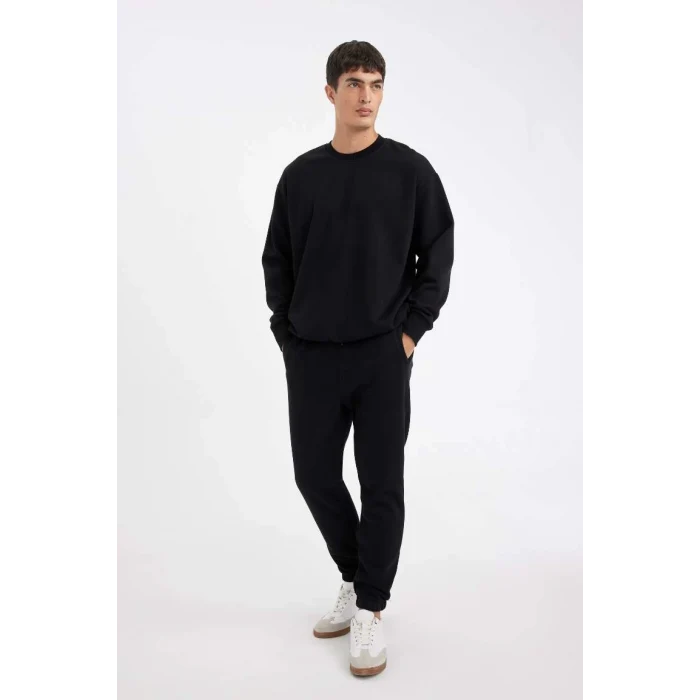 A6468 Jogger Standart Fit Basic Düz Beli Bağcıklı Lastikli Paça Cepli Eşofman Altı