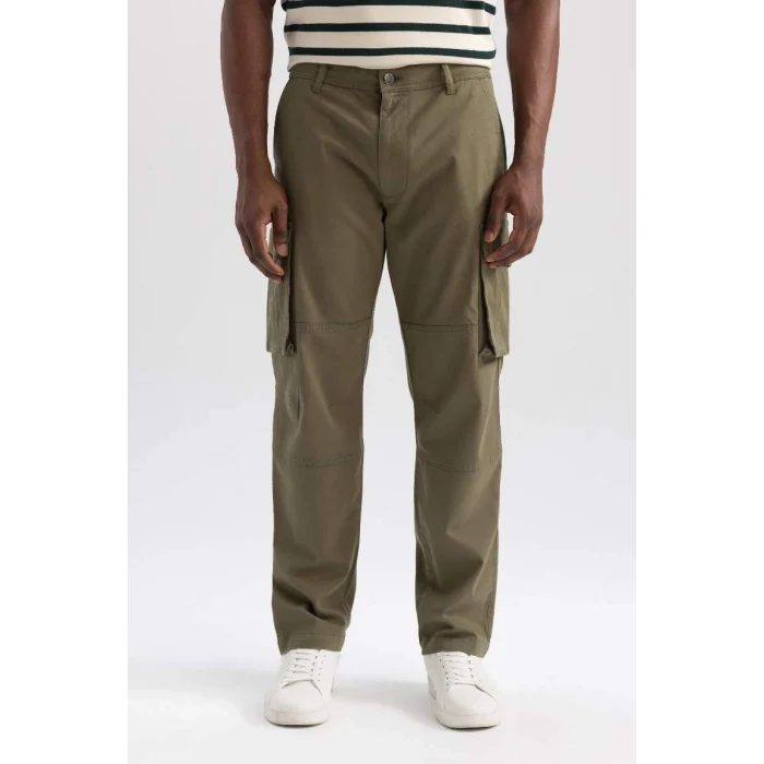 A6801 Wide Leg Fit Geniş Kalıp Normal Bel Geniş Paça Kargo Cepli Pantolon