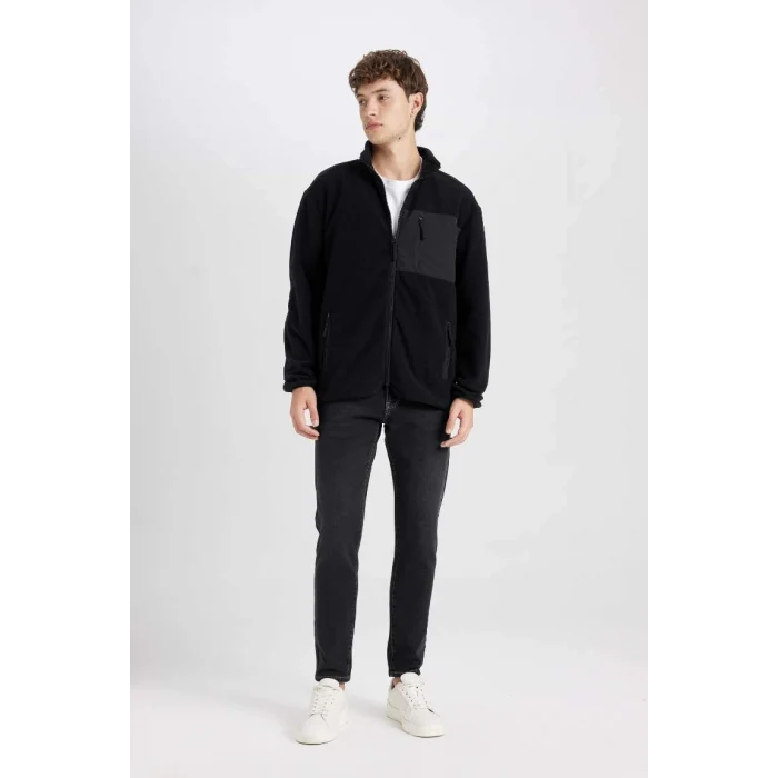 A6892 Regular Fit Dik Yaka Fermuarlı Cepli Polar Hırka