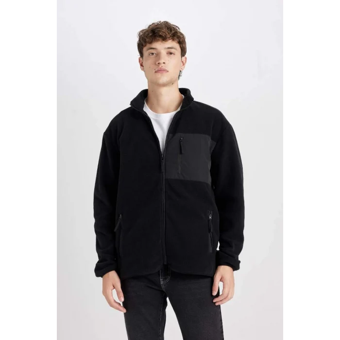A6892 Regular Fit Dik Yaka Fermuarlı Cepli Polar Hırka