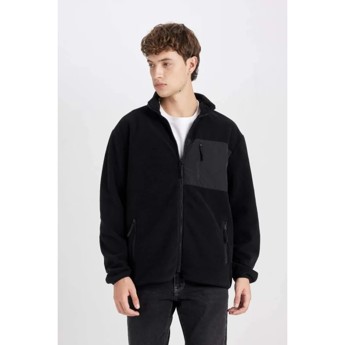 A6892 Regular Fit Dik Yaka Fermuarlı Cepli Polar Hırka
