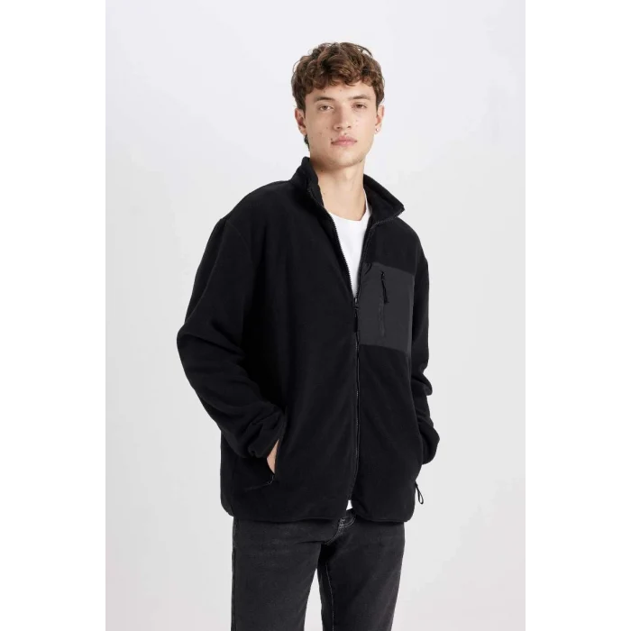 A6892 Regular Fit Dik Yaka Fermuarlı Cepli Polar Hırka