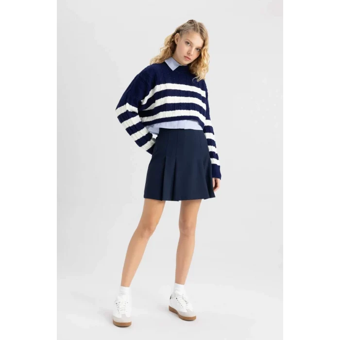 A7046 Coool Regular Fit Çizgili Bisiklet Yaka Triko Kazak