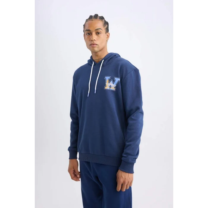 A7216 DeFactoFit NBA Golden State Warriors Standart Fit Kapüşonlu Kalın Kumaş Sweatshirt