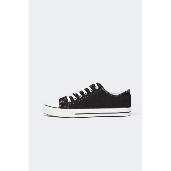 A7524 Erkek Düz Taban Bağcıklı Keten Sneaker