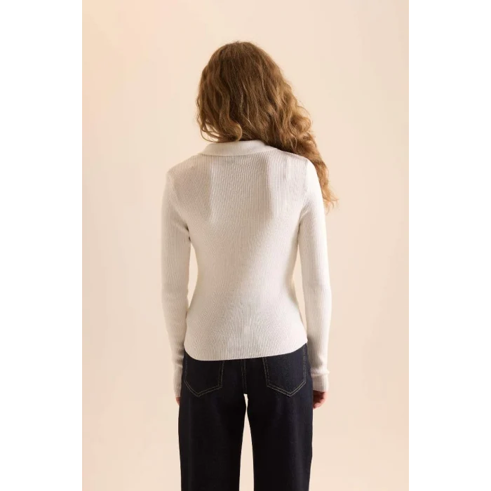 A7540 Fitted Polo Yaka Ribana Kazak