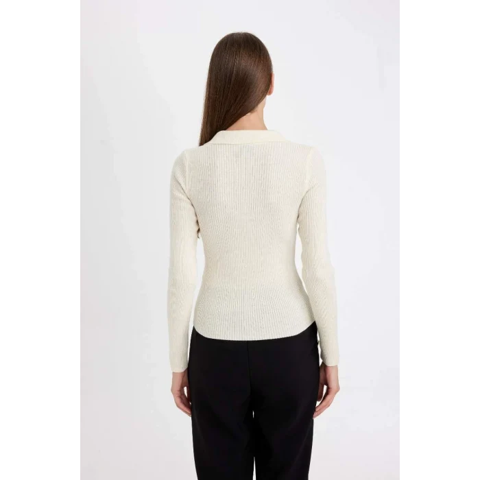 A7540 Fitted Polo Yaka Ribana Kazak