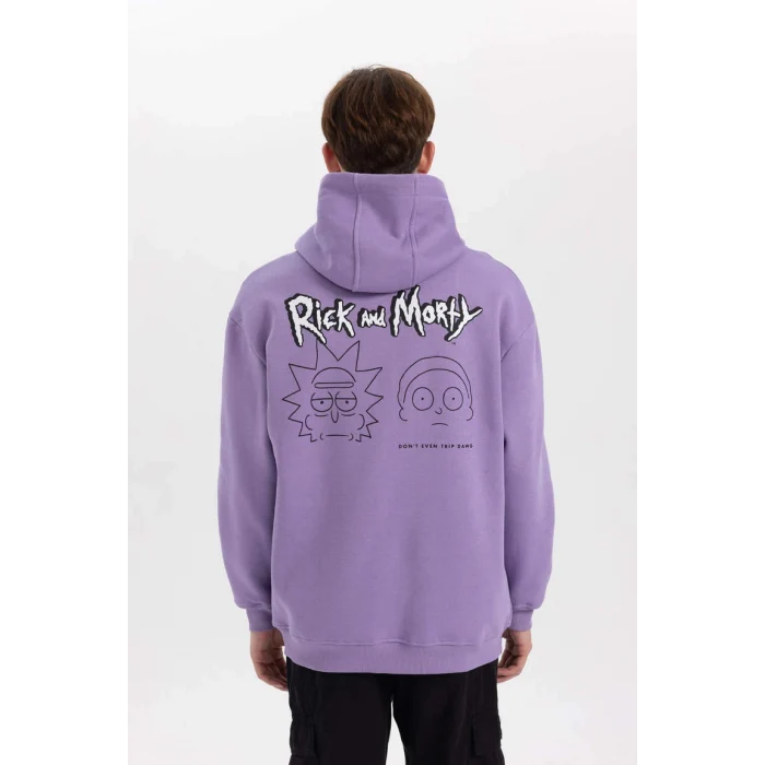 A7867 Rick and Morty Boxy Fit Kapüşonlu Sweatshirt
