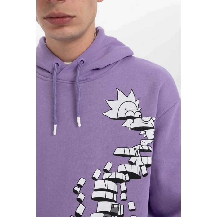 A7867 Rick and Morty Boxy Fit Kapüşonlu Sweatshirt