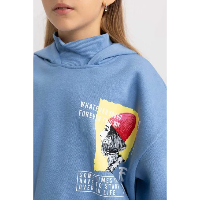 A8415 Oversize Geniş Kalıp Kapüşonlu İçi Yumuşak Tüylü Kalın Sweatshirt